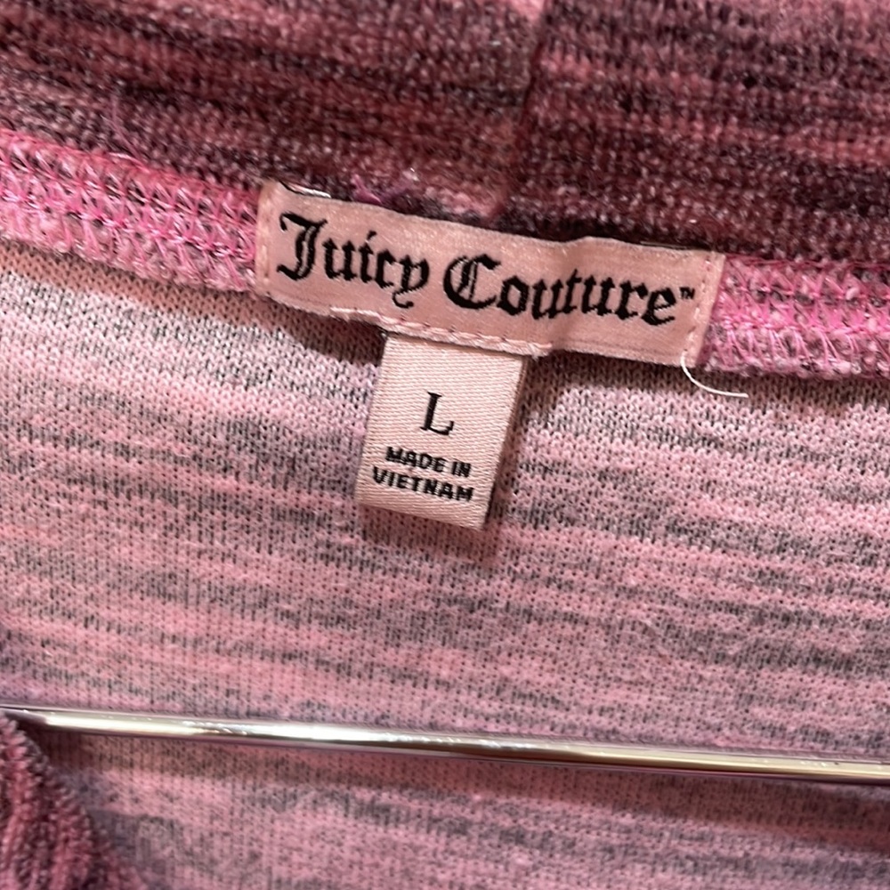 Juicy Couture Full Zip Hooded Velour Suit Top Sweatshirt Sz L EUC - Picture 2 of 5